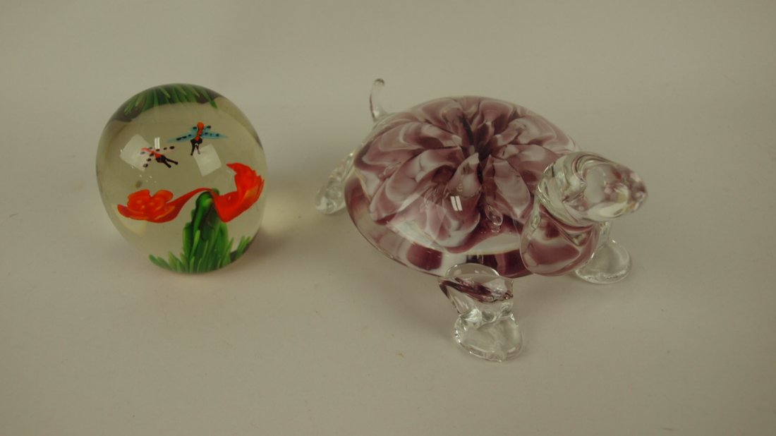 Gibson insect paperweight and turtle paperweight: Gibson insect paperweight and turtle paperweight