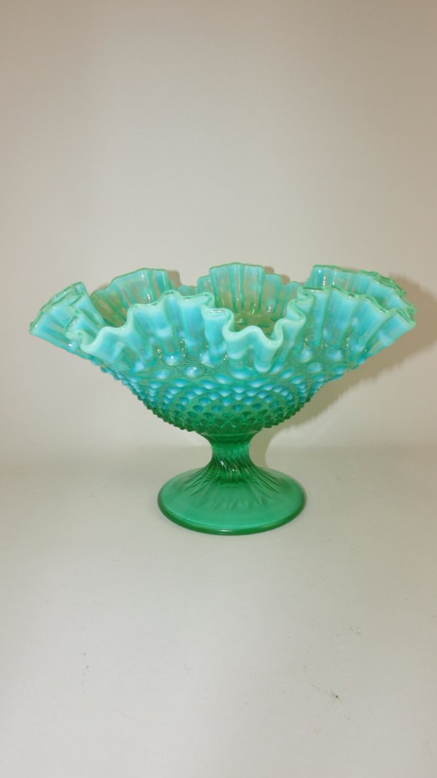 Fenton emerald green opalescent hobnail #731 footed 10": Fenton emerald green opalescent hobnail #731 footed 10" bowl