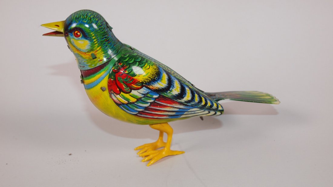 German Kohler tin litho wind up bird: German Kohler tin litho wind up bird