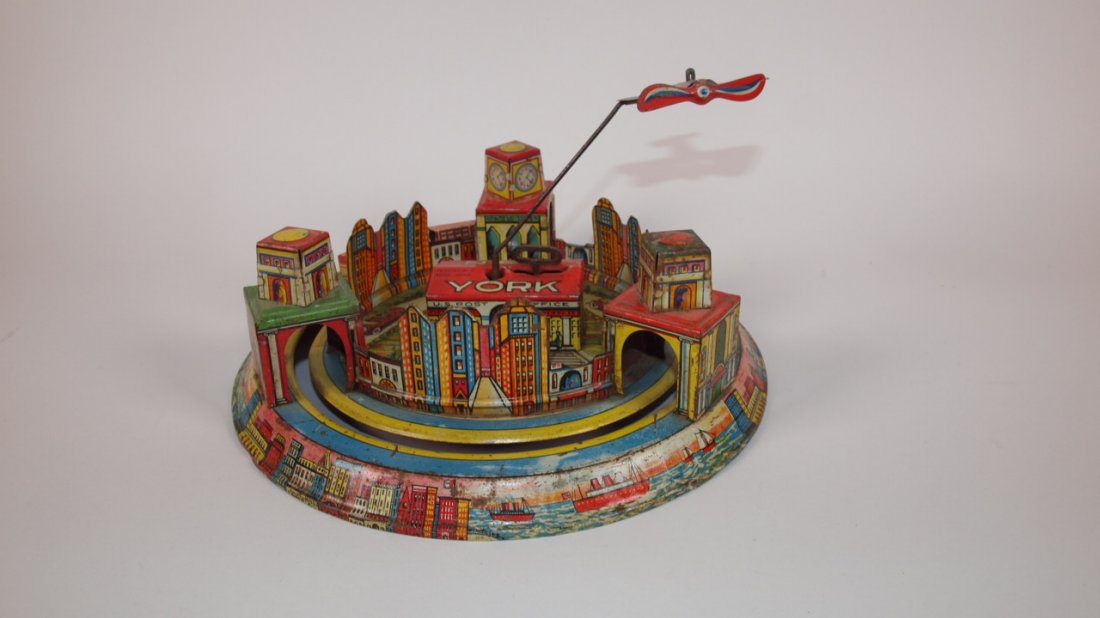 Mark New York City tin litho wind up toy, some wear: Mark New York City tin litho wind up toy, some wear