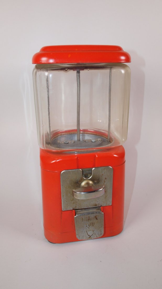 Gumball or peanut machine, 1 cent: Gumball or peanut machine, 1 cent