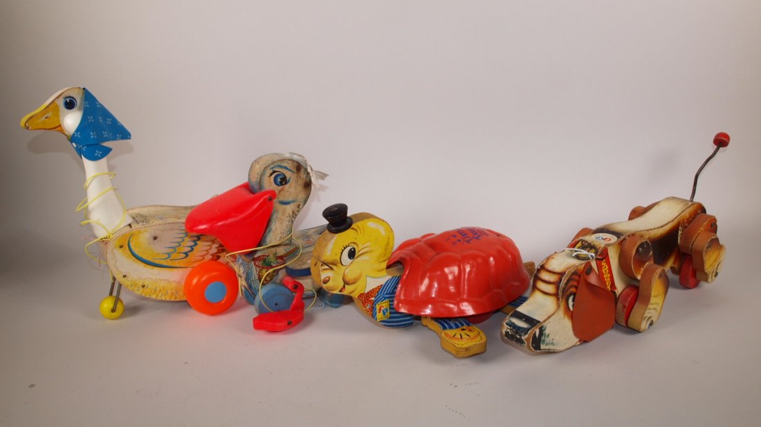 Fisher Price lot of 4 toys: #164 Mother Goose, #794 Big: Fisher Price lot of 4 toys: #164 Mother Goose, #794 Big Blue Pelican, #125 Uncle Timmy Turtle, #180 Snoopy Sniffer