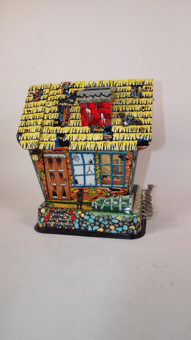Marx Hootin Hollow Haunted House, tin litho battery: Marx Hootin Hollow Haunted House, tin litho battery operated toy