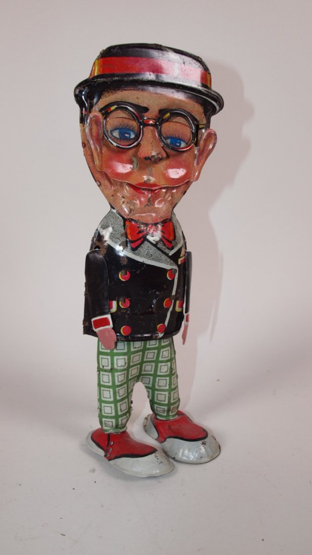 Tin litho wind up walking man toy, 11": Tin litho wind up walking man toy, 11"