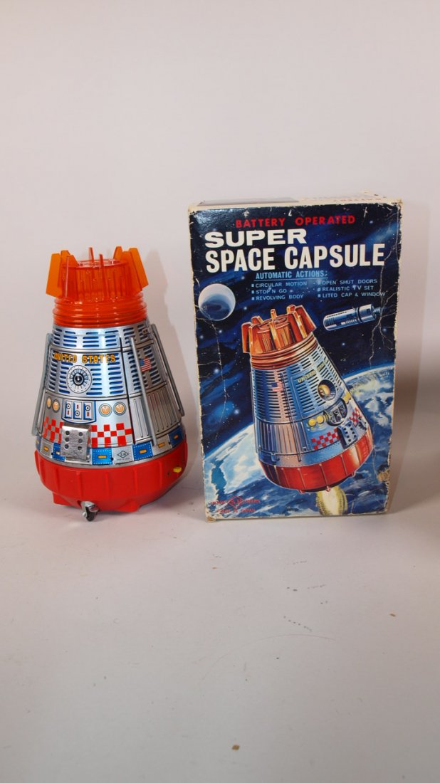 Super Space Capsule Japan tin litho battery operated: Super Space Capsule Japan tin litho battery operated toy with original box