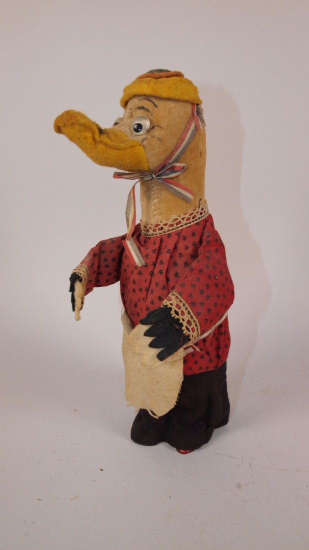 Tin and cloth wind up duck toy, 11": Tin and cloth wind up duck toy, 11"