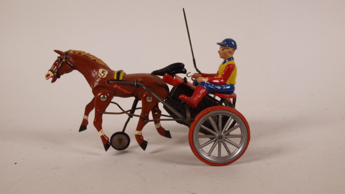 Horse with sulky and driver wind up toy: Horse with sulky and driver wind up toy