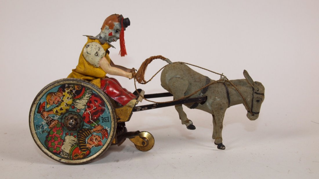 Lehmann tin litho "The Balky Mule" wind up toy: Lehmann tin litho "The Balky Mule" wind up toy
