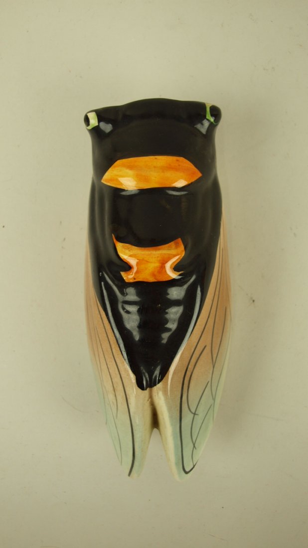 Majolica French fly figural wall pocket 7 1/2": Majolica French fly figural wall pocket 7 1/2"
