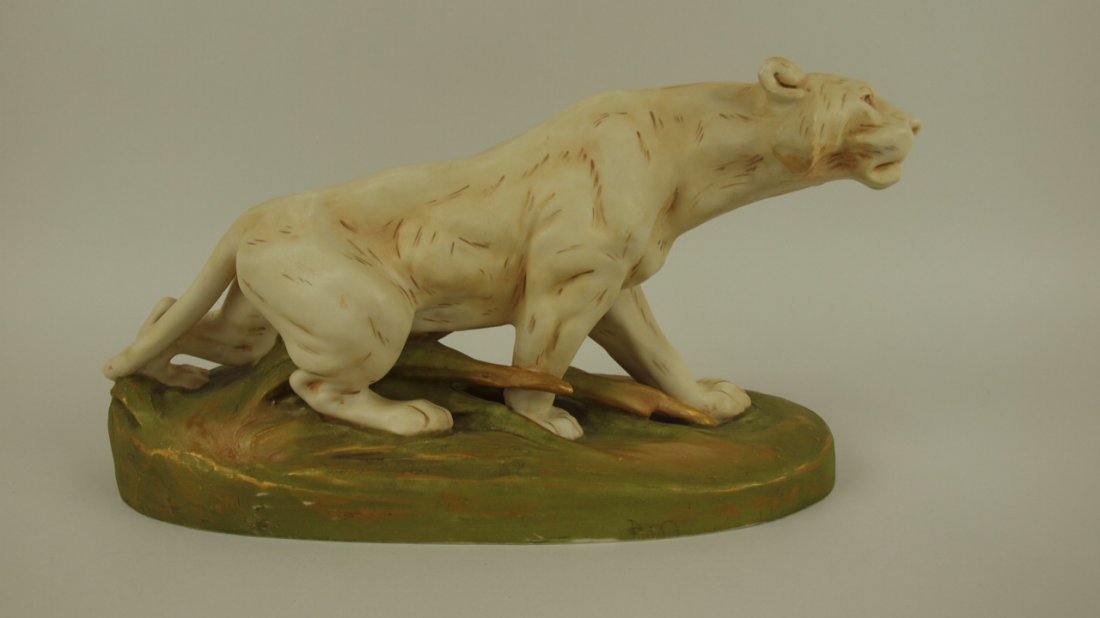 Royal Dux lion figure #2212 15"l, 7 1/2"h: Royal Dux lion figure #2212 15"l, 7 1/2"h