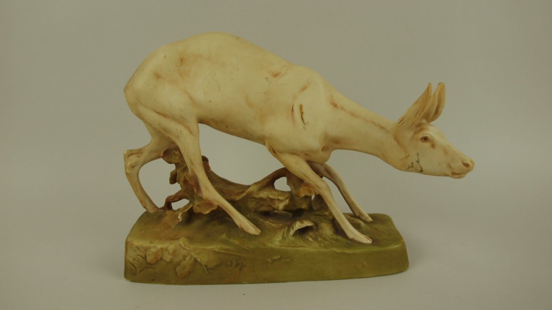 Royal Dux doe figure #2210, 11"l, 8"h: Royal Dux doe figure #2210, 11"l, 8"h