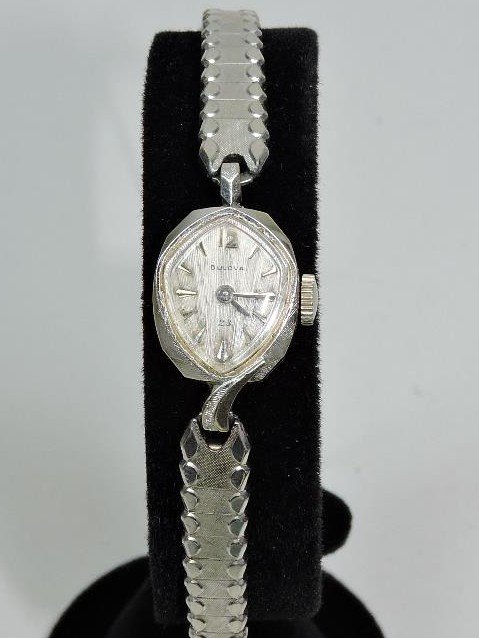 Bulova 14kt white gold ladies wrist watch: Bulova 14kt white gold ladies wrist watch