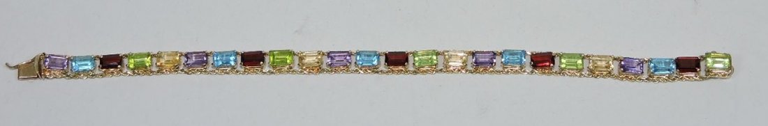 Ladies 10kt yellow gold bracelet with multi- colored: Ladies 10kt yellow gold bracelet with multi- colored stones, 8.0grams