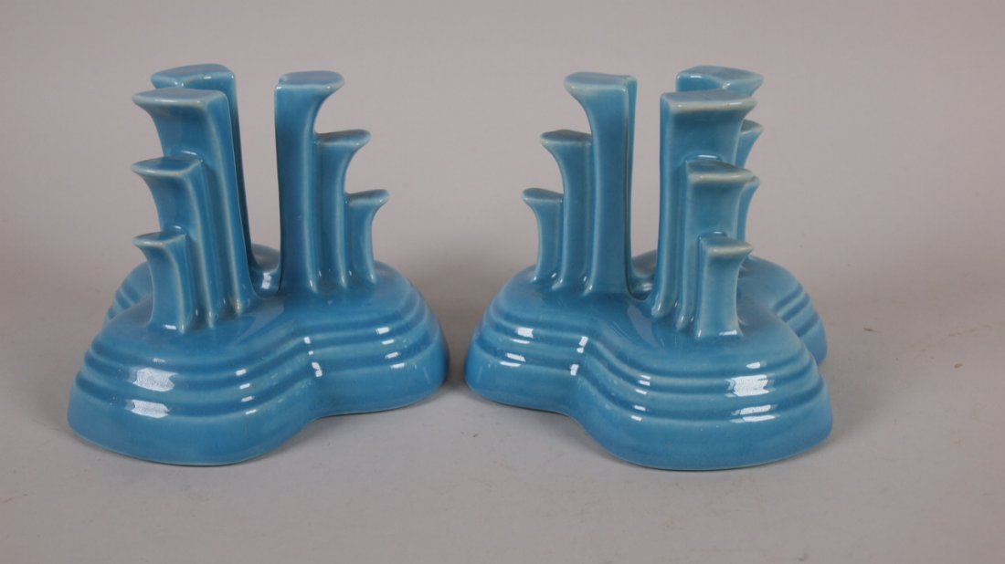 Fiesta turquoise tripod pair candle holders (1 of 1)