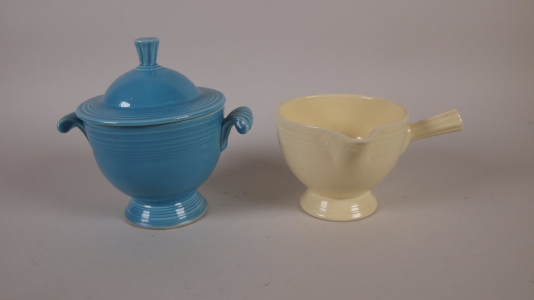 Fiesta turquoise sugar & ivory stick handled creamer (1 of 1)