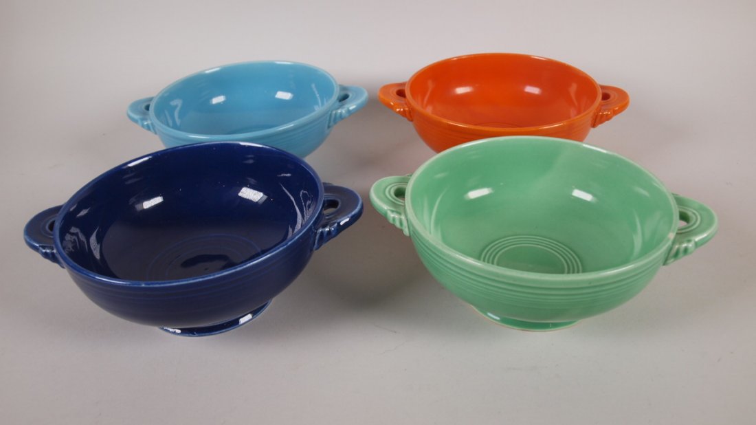 Fiesta cream soup, lot of 4, mixed colors: Fiesta cream soup, lot of 4, mixed colors