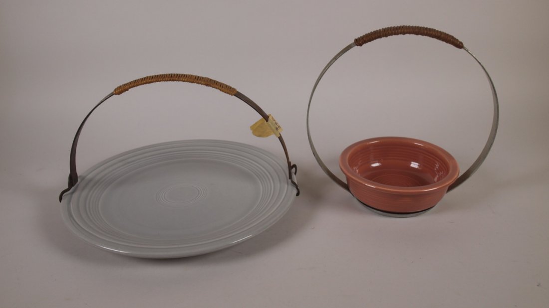 Fiesta 9" gray plate with metal handle and 4 3/4" rose (1 of 1)