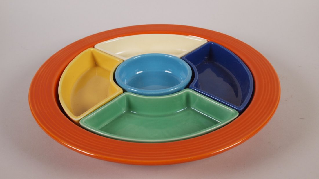 Fiesta relish tray: all 6 colors with red tray (1 of 1)