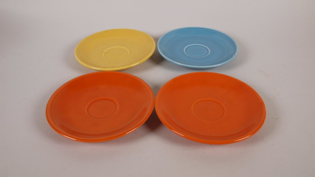 Fiesta demitasse saucer group - 2 red, turquoise, (1 of 1)