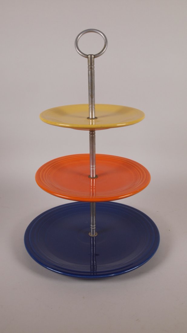 Tidbit server, 3 tier, yellow, red & cobalt (1 of 1)