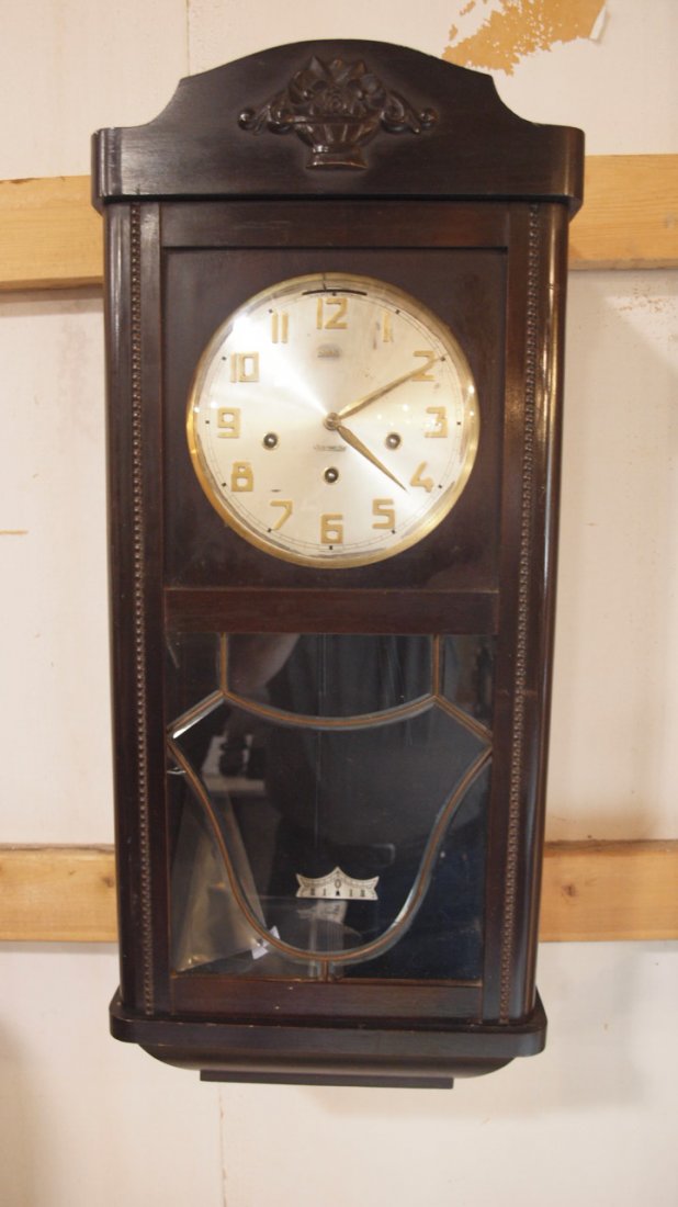 German wall 8 day clock with Westminster chimes, 30": German wall 8 day clock with Westminster chimes, 30"
