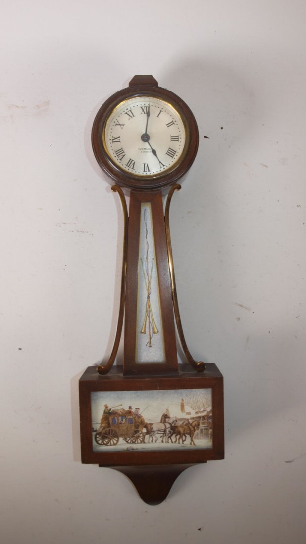 Seth Thomas banjo clock, lacking finial, 19": Seth Thomas banjo clock, lacking finial, 19"
