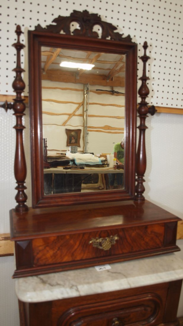 Walnut & Rosewood dresser top shaving mirror with: Walnut & Rosewood dresser top shaving mirror with drawer
