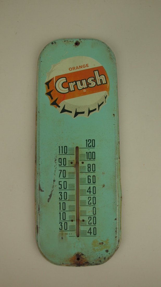 Orange Crush advertising thermometer 16" x 6", works: Orange Crush advertising thermometer 16" x 6", works