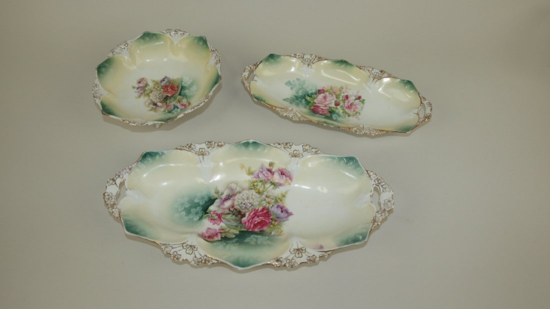 RS Prussia floral celery tray, pickle dish, & footed (1 of 1)