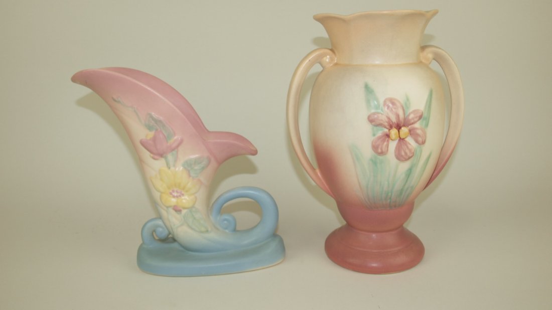 Hull Magnolia cornucopia vase and 10 1/2" Iris vase (1 of 1)