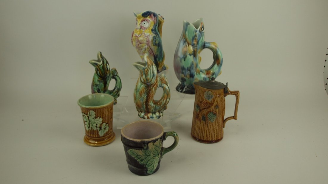 George Morley and Morley & Co. lot of 7 Majolica items: (1 of 1)