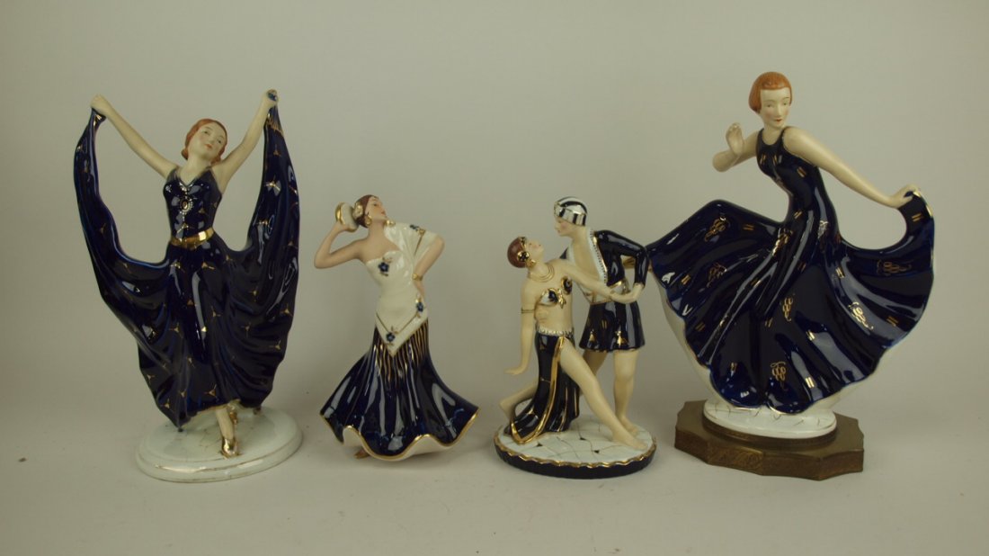 Art Deco porcelain lady lot of 4 figurines (1 of 1)