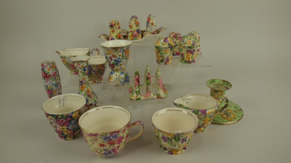 English Chintz lot of 13 pieces:  salt & pepper (1 of 1)