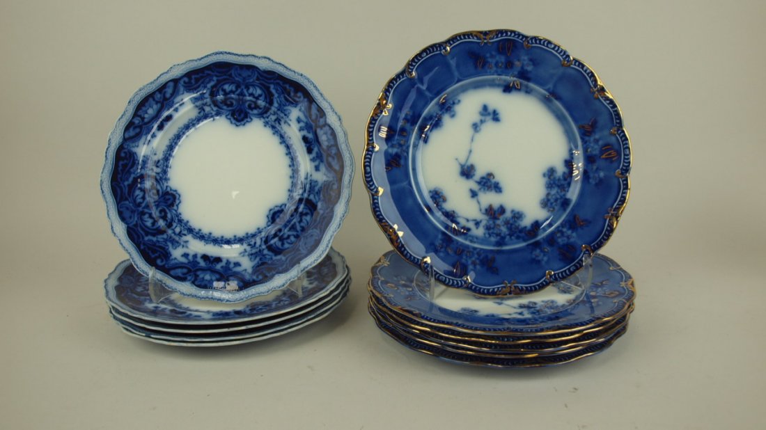 Flow Blue lot of 2 sets of plates: 5- 8 3/4" Persian, (1 of 1)