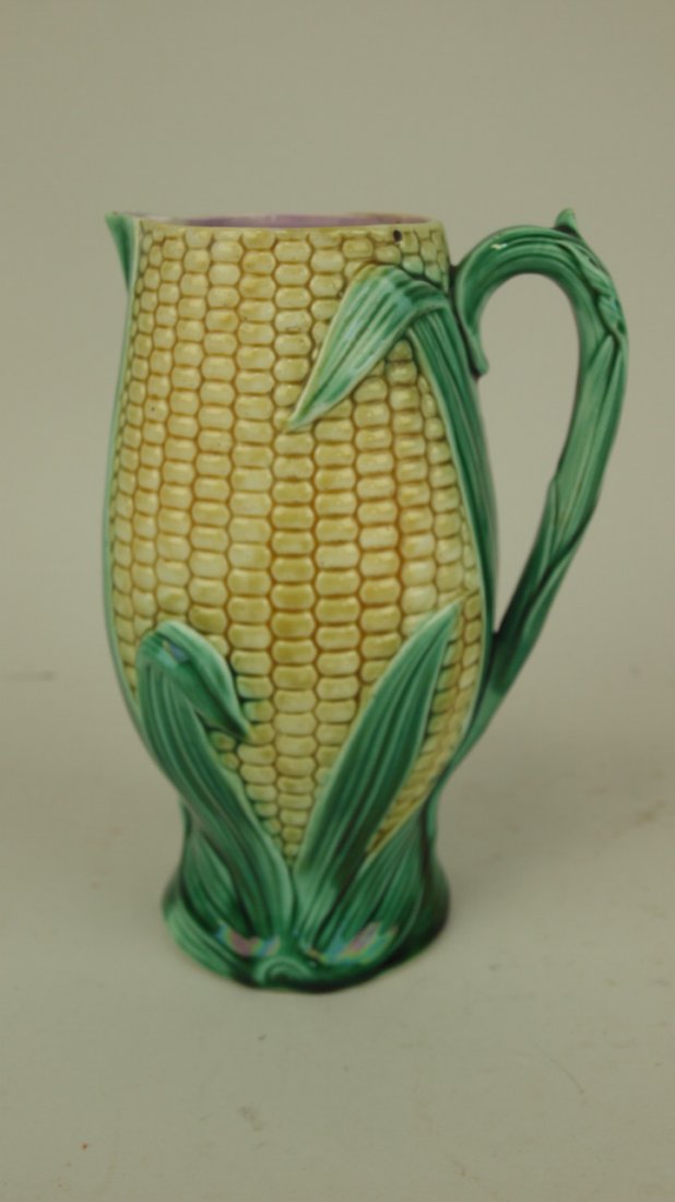 Majolica corn pitcher, 7 1/2" (1 of 1)