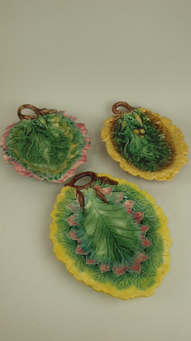 Majolica lot of 3 oak leafs trays, 12" (1 of 1)