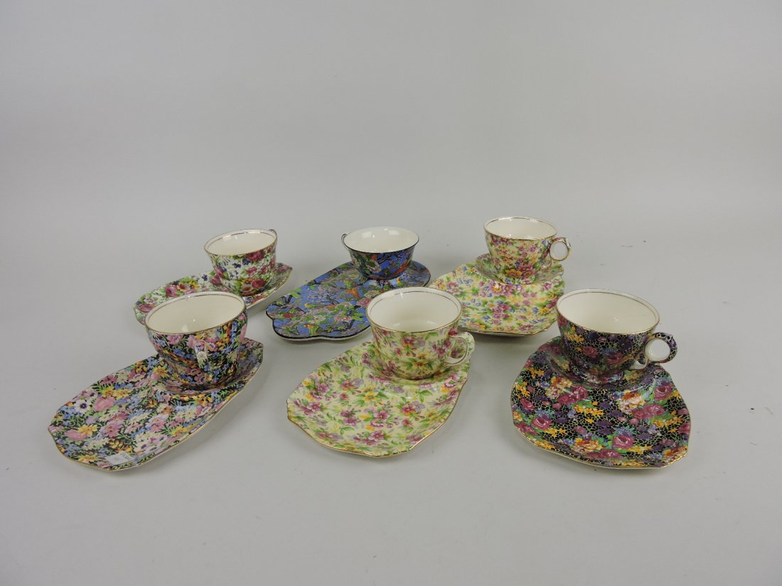 Chintz lot of 6 tea and snack sets (1 of 1)