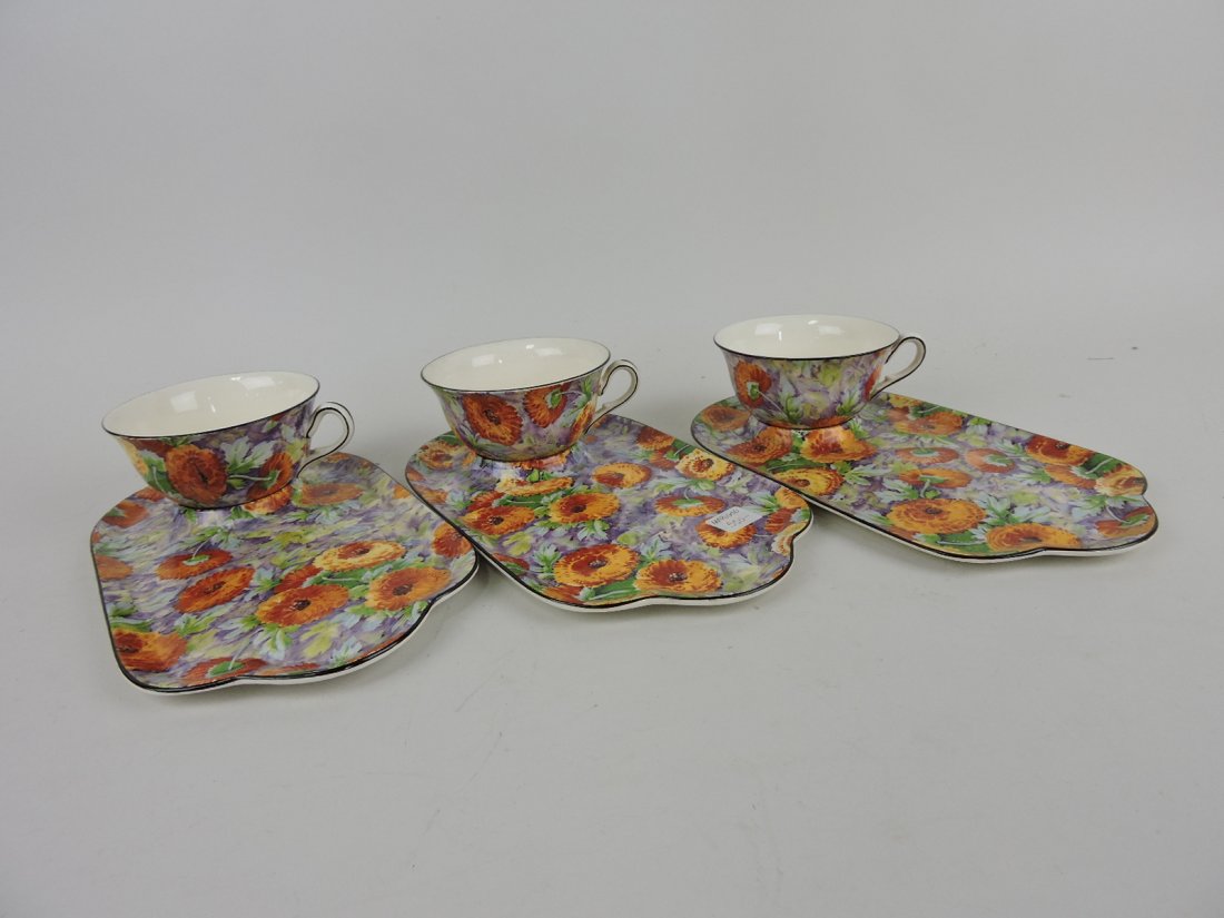 Crown Ducal Chintz Marigold set of 3 tea and snack sets (1 of 1)