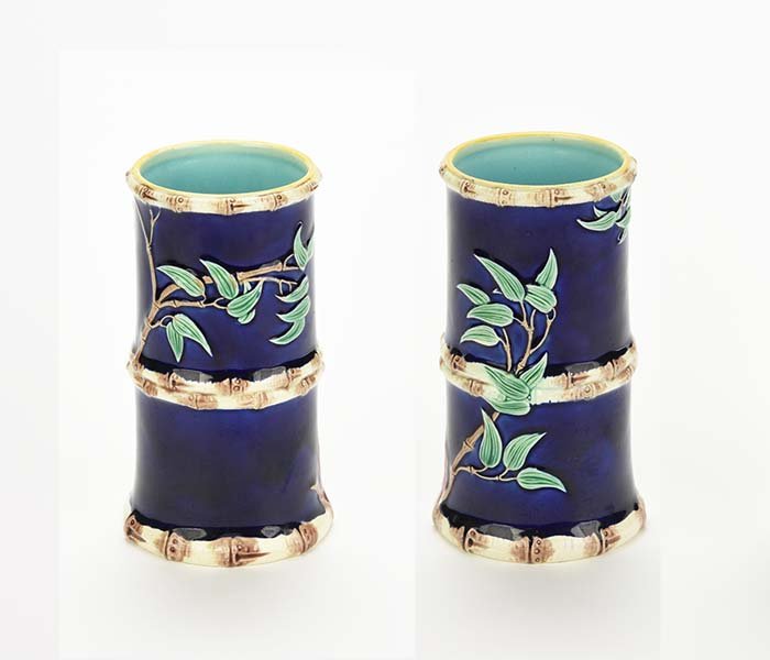 A Very Rare Pair of Copeland Majolica Posy Vases (1 of 1)