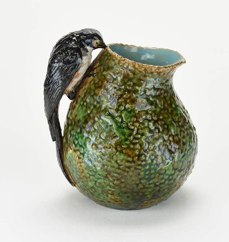 A Rare George Jones Majolica Swift and Nest Pitcher (1 of 3)