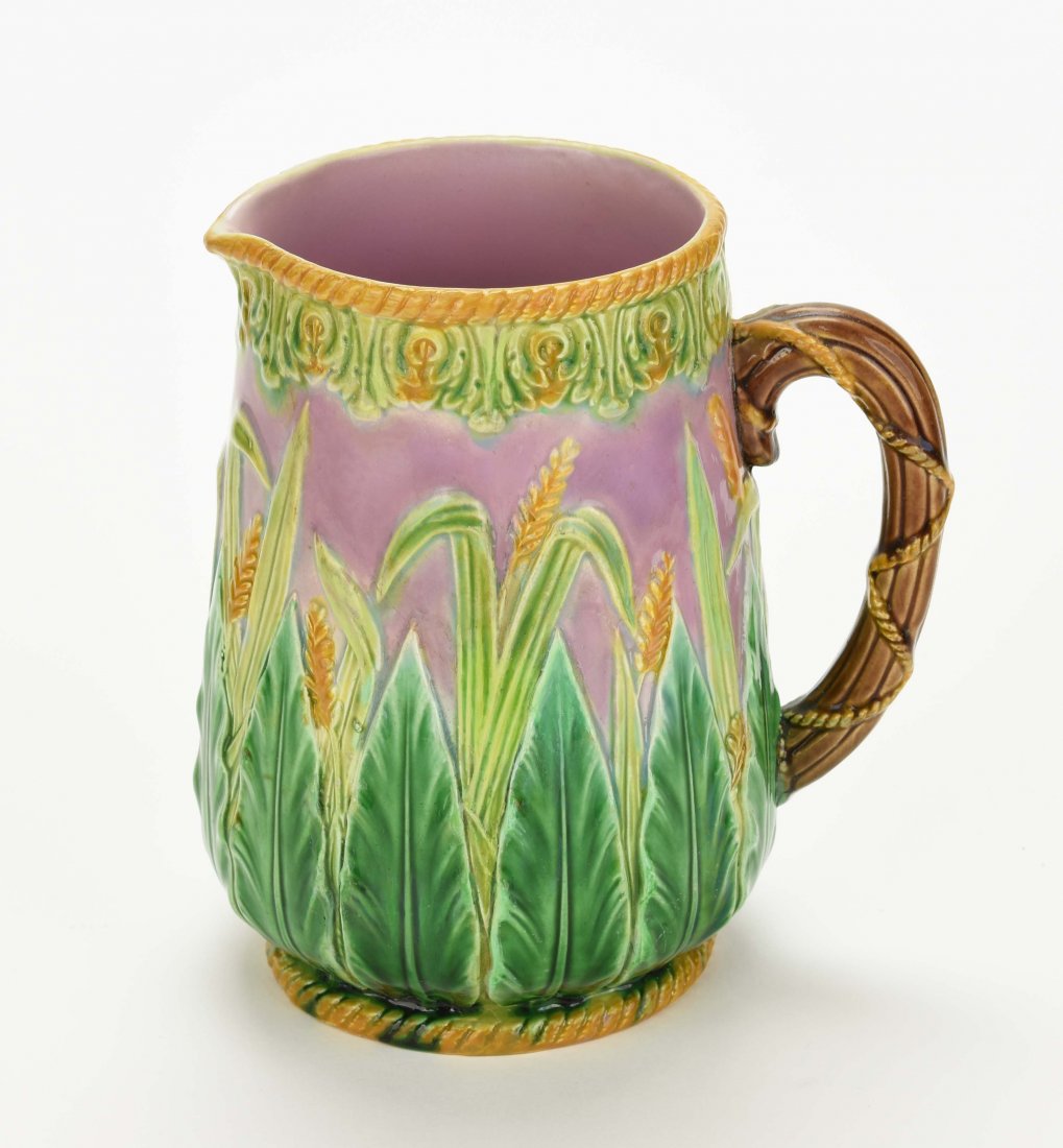 A George Jones Majolica 'Wheat' Pitcher c.1875. Shape (1 of 2)