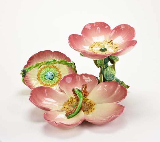 Three Delphin Massier Majolica ‘Pansy’ Pieces c. 1880. (1 of 7)
