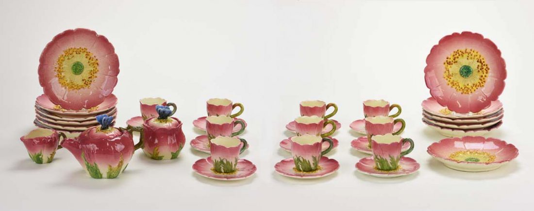 A Rare Twenty Seven Piece Delphin Majolica ‘Pansy’ Tea (1 of 3)