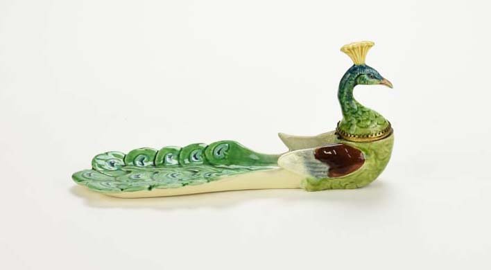 A Rare Georg Dreyfus, Paris, Majolica Peacock Inkwell (1 of 4)