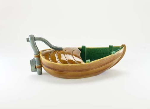 A Minton Majolica Row Boat Spoon Warmer, c. 1875. The (1 of 3)