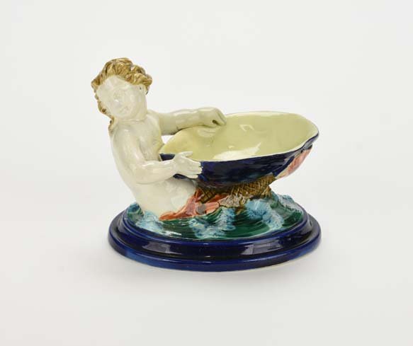 A Very Rare Royal Worcester Majolica Mermaid Salt, c. (1 of 3)