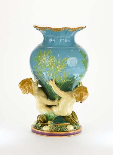 A Minton Majolica ‘Marine’ Vase. c.1875 Shape no. 526. (1 of 3)