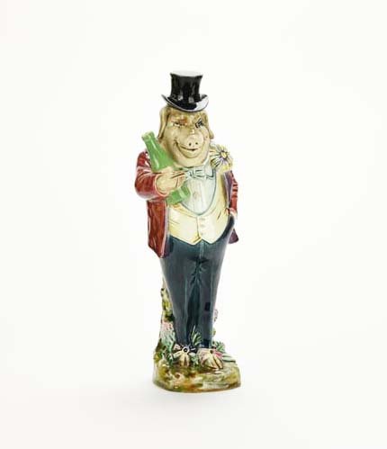 A B&L Gesetzl Gesch Majolica Merry Pig Decanter, c. (1 of 1)