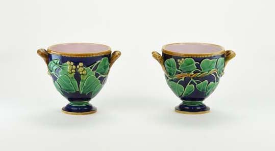 A Pair of Minton Majolica Pompiian Goblets c.1870 (1 of 2)