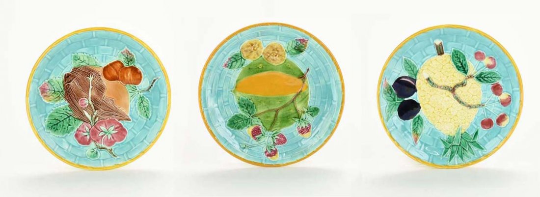 Three Wedgwood Majolica ‘Fruit ‘ Plates  c1875 Each (1 of 4)